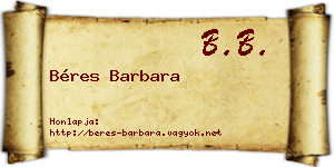Béres Barbara névjegykártya