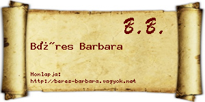 Béres Barbara névjegykártya